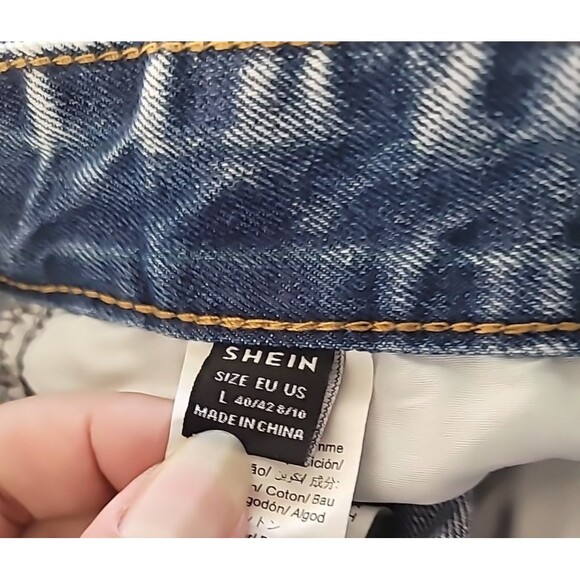 Happy Smiley Face Denim Jean Distressed Cut Off Shorts Size Large Music Festival - Picture 12 of 13